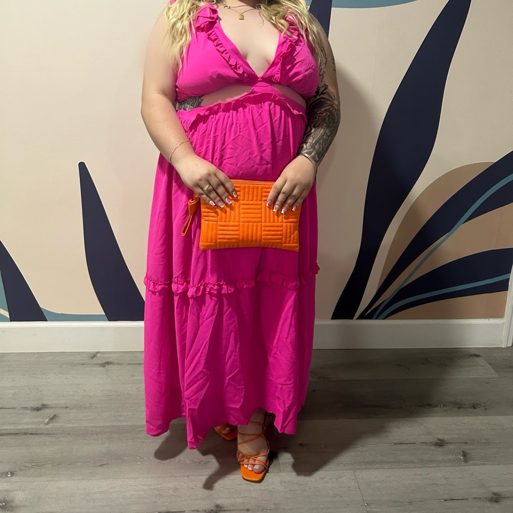 Pink Ruffled Maxi Dress